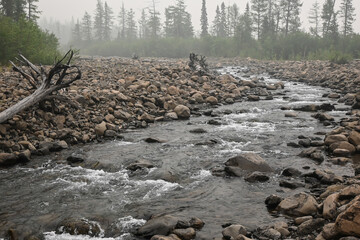 Putorana Plateau, a mountain stream.