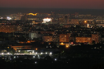 Panorama of the night city. Nizhny Novgorod.