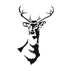 Deer silhouette vector, isolated white background