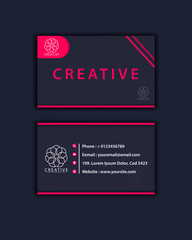 Business card template. with the layout in rectangular size. pink with white lettering