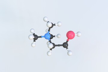 Molecule of choline, isolated molecular model. 3D rendering