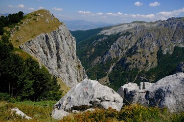 Mountain views during trekking along the most beautiful tourist loop on the Montenegrin side of Prokletije Mountains: Volusnica (1879 m) - Taljanka (2018 m) - Popadija (2057 m). Montenegro