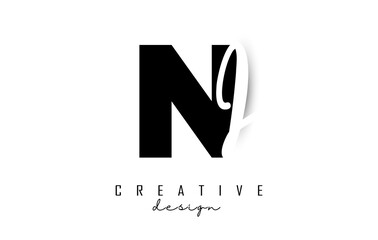 Letters NI Logo with a minimalist design. Letters N and I with geometric and handwritten typography.