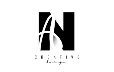 Letters NA Logo with a minimalist design. Letters N and A with geometric and handwritten typography.