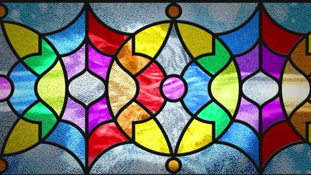 Sketch of a colored stained glass window. Art Nouveau. Abstract stained-glass background. Bright colors, colorful. Modern. Architectural decor. Design luxury interior. Motion. Light. Multicolor. 4K	