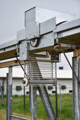 Eggs production and processing farm. Details with factory processing lines.