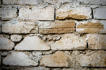 Close-up of texture of a brick stone wall for background or texture concept