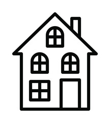 House flat line icon. Home and real estate, country house, Cottage, Garage, House and Apartment. Outline sign for mobile concept and web design, store