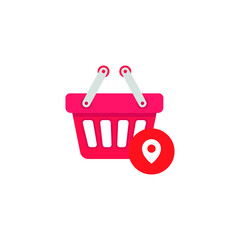 Supermarket Basket Location icon vector