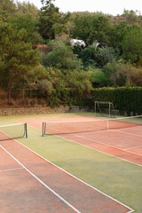 tennis court in the field