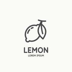 Fototapeta premium Lemon illustration in linear flat style. Isolated image on a light background. Vector icon. An element for design.