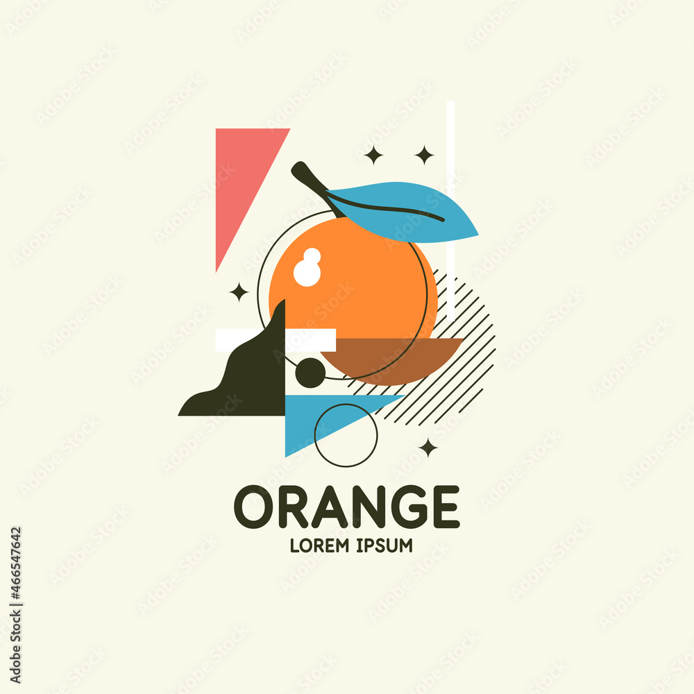 Aufkleber vector graphics in a minimalistic fashionable style with geometric elements.. illustration of a oran