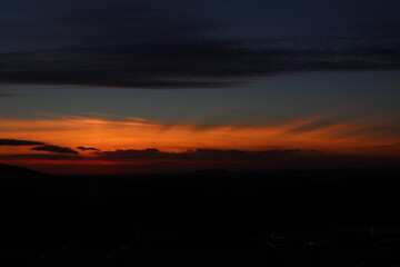 Fototapeta na wymiar Sunset from mountain in Europe