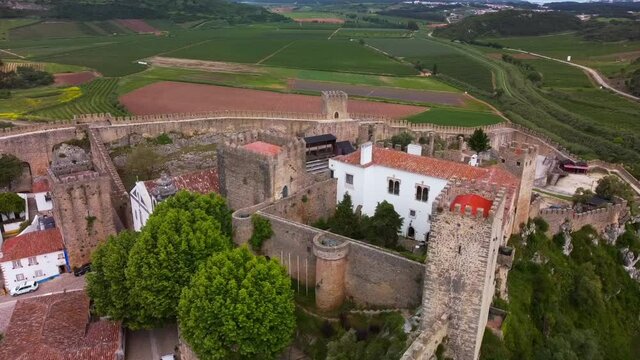 Obidos-Portugal Vista a&eacute;rea do Castelo medieval