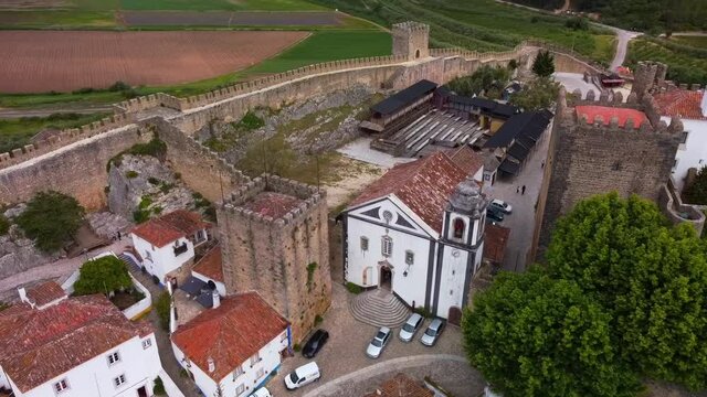 Obidos-Portugal Vista a&eacute;rea da Torre Albarr&atilde;, e Porta da Talhada