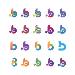 Collection of letter b logos with various and unique styles.