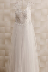 Fototapeta na wymiar wedding dress - white dress for bride to wear during wedding ceremony