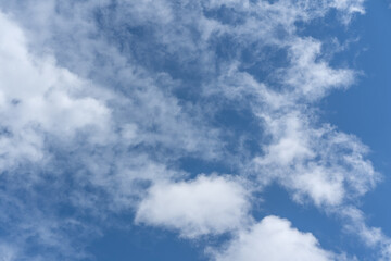 Naklejka na ściany i meble Heavenly clouds background. Blue sky summer