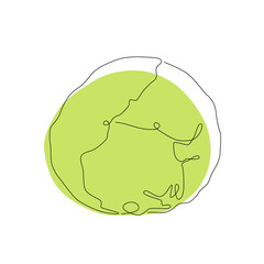 Stylized cabbage isolated on white background. One line vector icon, logo, or symbol. Vector illustration.