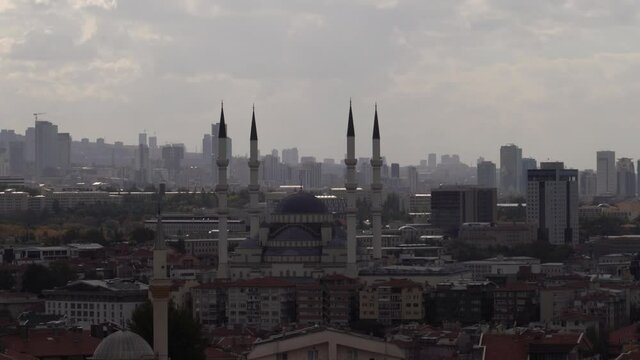 Ankara landscape with Kocatepe Mosque from Cebeci Neighborhood.