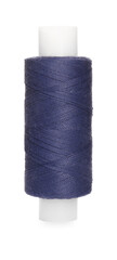 Spool of dark blue sewing thread isolated on white