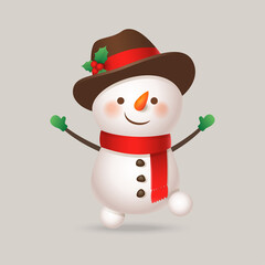Cute and happy Snowman - vector illustration isolated