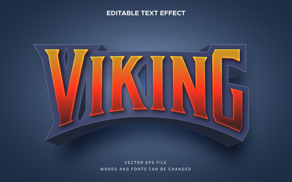 Editable 3d Viking text effect. vintage e-sport game style perfect for logo, title or heading