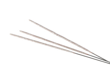 Sparklers isolated on white background, top view