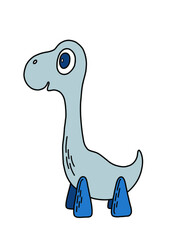 Vector isolated illustration with little cartoon dinosaur. Nice cute children’s character. For print, poster, card, sticker.