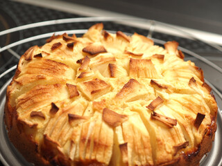 A delicious homemade apple pie with fresh organic apples