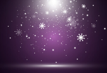 Obraz premium Vector illustration of flying snow on a transparent background.Natural phenomenon of snowfall or blizzard.