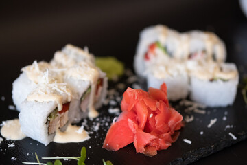 Delicious japanese seafood sushi dish