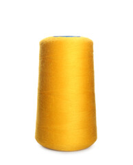 Spool of yellow sewing thread isolated on white