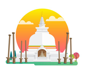 Thuparamaya Buddhist temple, Sri Lanka Landmarks , vector illustration