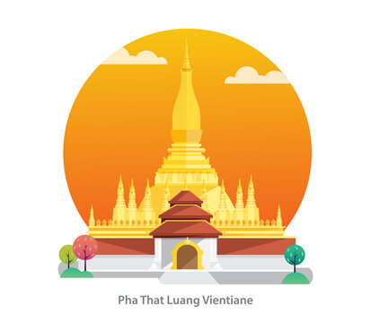 Pha That Luang , Laos landmark, vector illustration