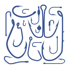 fishing hooks vector set