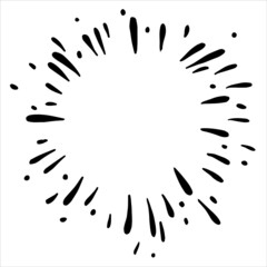 abstract vector drawing in doodle style. explosion in a circle, fireworks, festive fireworks. splashes and drops. round frame