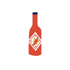 Vector illustration chilli sauce with red peppers isolated on a white background.