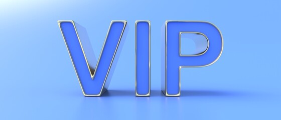 VIP exclusive member. Luxury text, blue background. Special service concept. 3d illustration