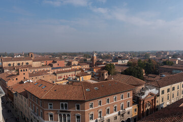 Fototapeta na wymiar Panoramic view of Ferrara from the Este castle