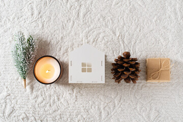 Holidays and merry christmas item, accessories mood in row