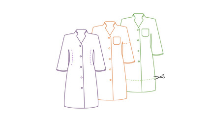 Sewing medical coats. Corporate uniform for doctors.