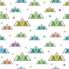 Seamless pattern with mountains in scandinavian style. Decorative background with landscape.