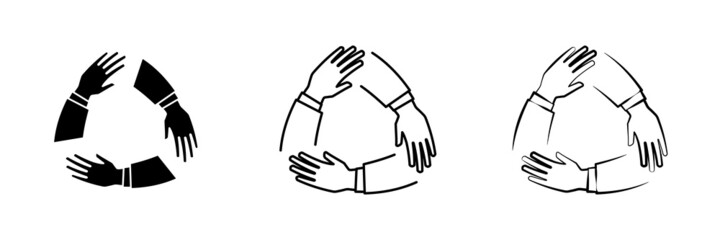 Teamwork Hands in Working Group, Business Partnership Icon