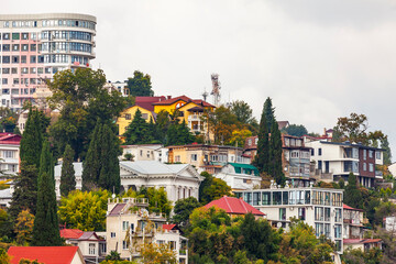 Fototapeta premium Sochi, Russia, October 19, 2021. Typical urban view in historical part of the city