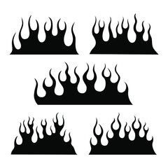 Fire flames isolated on white background. Tribal tattoo design.