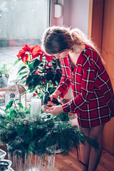 creating christmas advent wreath at home with children from natural craft