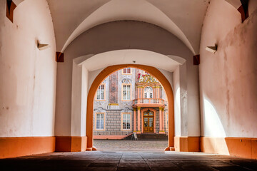Fototapeta na wymiar Entrace and gate to the castle in Ettlingen, Baden Württemberg, Germany