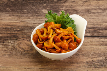 Marinated mushroom - honey agaric in the bowl