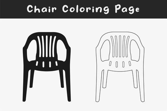 Black chair silhouettes vector line. Chair, table, bench & Seating icons set Vector illustration, Chair Coloring Page.